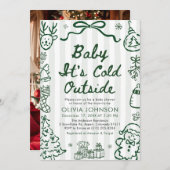 Invitation Hand Drawn Baby It's Cold Outside Baby Shower (Devant / Derrière)