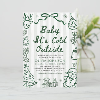 Invitation Hand Drawn Baby It's Cold Outside Baby Shower