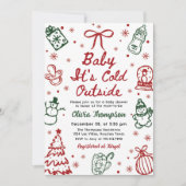 Invitation Hand Drawn Baby It's Cold Outside Baby Shower (Devant)