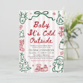 Invitation Hand Drawn Baby It's Cold Outside Baby Shower (Debout devant)