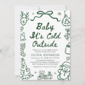 Invitation Hand Drawn Baby It's Cold Outside Baby Shower (Devant)