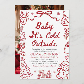 Invitation Hand Drawn Baby It's Cold Outside Baby Shower