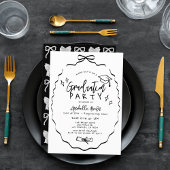 Invitation Hand-drawn Black Bow Cap Diploma Graduation Party