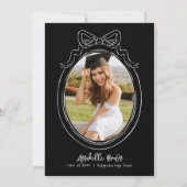 Invitation Hand-drawn Black Bow Cap Photo Graduation Party (Dos)
