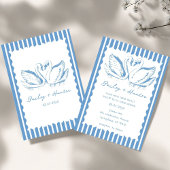 Invitation hand drawn Blue Couple Swan Whimsical Wedding