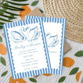 Invitation hand drawn Blue Couple Swan Whimsical Wedding