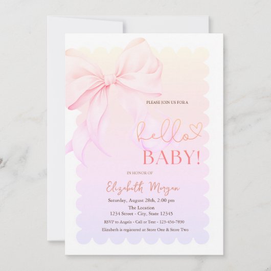 Invitation Hand Drawn Bow Elegant Frame Ombre (Devant)