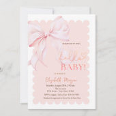 Invitation Hand Drawn Bow Elegant Frame Pink Stripes (Devant)