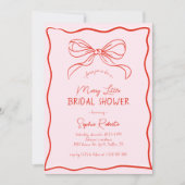 Invitation Hand Drawn Bow Red Pink Merry Little Bridal Shower (Devant)
