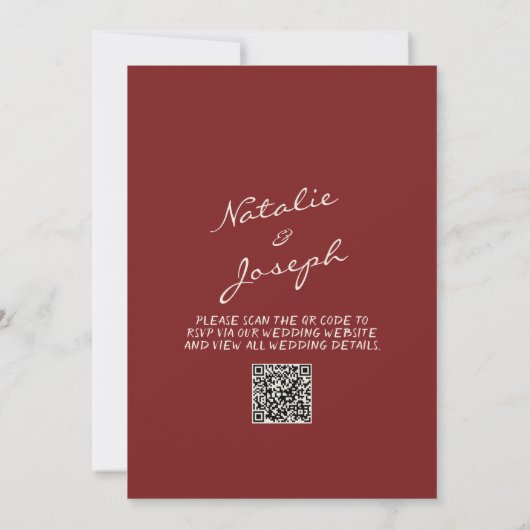Invitation Hand Drawn Burgundy Whimsical QR Code Wedding (Dos)