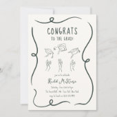 Invitation Hand-drawn Cap Throw Graduation Party (Devant)