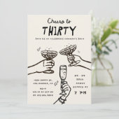 Invitation Hand Drawn Cheers à 30 ans fête d'anniversaire (Debout devant)