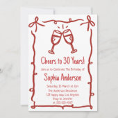 Invitation Hand Drawn “Cheers to 30 Years” Birthday (Devant)