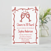 Invitation Hand Drawn “Cheers to 30 Years” Birthday (Debout devant)