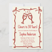 Invitation Hand Drawn “Cheers to 30 Years” Birthday (Devant)