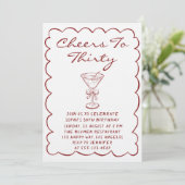 Invitation Hand Drawn Cheers to Thirty Martini Birthday (Debout devant)