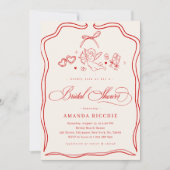 Invitation Hand Drawn Cherub Vintage Cupid Bridal Shower (Devant)