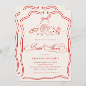 Invitation Hand Drawn Cherub Vintage Cupid Bridal Shower (Devant / Derrière)