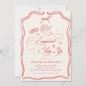 Invitation Hand Drawn Cherub Vintage Cupid Engagement Party (Devant)