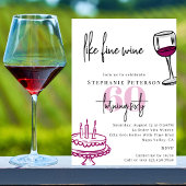 Invitation Hand Drawn Chic Scribble Wine & Cake 60th Birthday