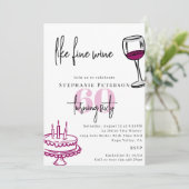 Invitation Hand Drawn Chic Scribble Wine & Cake 60th Birthday (Debout devant)