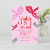 Invitation Hand Drawn Christmas Bows Multicolor Birthday (Debout devant)