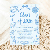 Invitation Hand Drawn Class of 2026 Blue Graduation Party