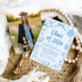 Invitation Hand Drawn Class of 2026 Blue Graduation Party