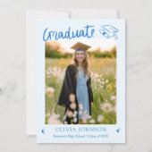 Invitation Hand Drawn Class of 2026 Blue Graduation Party (Dos)