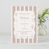 Invitation Hand drawn coastal beach ivory taupe wedding (Debout devant)