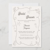 Invitation Hand drawn coastal ivory taupe sand Bridal Shower (Devant)
