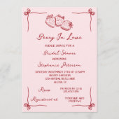 Invitation Hand Drawn Coquette Berry In Love Bridal Shower (Devant)