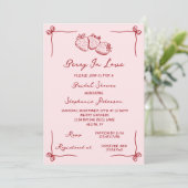Invitation Hand Drawn Coquette Berry In Love Bridal Shower (Debout devant)