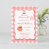 Invitation Hand-Drawn Coquette Cherry on Top Baby Shower (Debout devant)