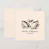 Invitation hand drawn Couple Swan Whimsical Wedding (Devant / Derrière)