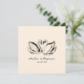 Invitation hand drawn Couple Swan Whimsical Wedding (Debout devant)