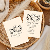 Invitation hand drawn  Couple Swan Whimsical Wedding