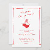 Invitation Hand Drawn Cute Cherry On Top Red Baby Shower (Devant)