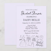 Invitation Hand Drawn Doodle Bridal Shower (Devant / Derrière)