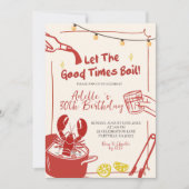 Invitation Hand Drawn Doodle crawfish boil Birthday party inv (Devant)