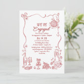 Invitation Hand Drawn Doodle Funky Whimsical Engagement Party (Debout devant)