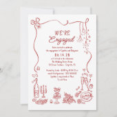 Invitation Hand Drawn Doodle Funky Whimsical Engagement Party (Devant)