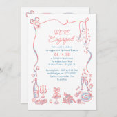 Invitation Hand Drawn Doodle Whimsical Engagement Party Photo (Devant / Derrière)