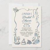 Invitation Hand Drawn Doodles Funky Whimsical Bridal Shower (Devant)
