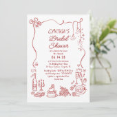Invitation Hand Drawn Doodles Funky Whimsical Bridal Shower (Debout devant)