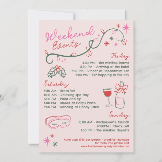 Invitation Hand-Drawn Doodles Merry Bachelorette Weekend (Dos)