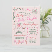 Invitation Hand-Drawn Doodles Merry Little Girls' Night (Debout devant)