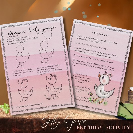 Invitation Hand-Drawn 'Draw a Baby Goose' Birthday Activity! 