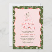 Invitation Hand-Drawn Eat Drink & Be Merry Holiday Party (Devant)