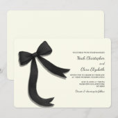 Invitation Hand drawn Elegant Black Bow - Modern Minimalist (Devant / Derrière)